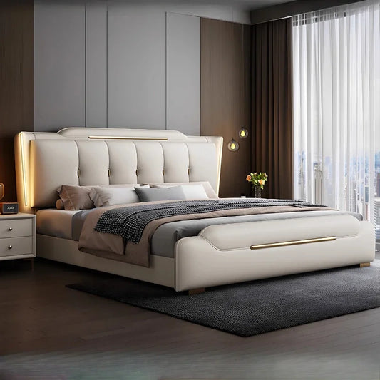 French King Upholstered Bed — Double Lounge Bedroom Frame