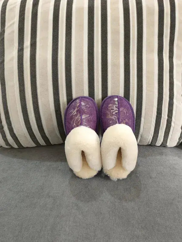 Natural shearing fur slippers Australian sheepskin and fur integrated slippers for men and women&
