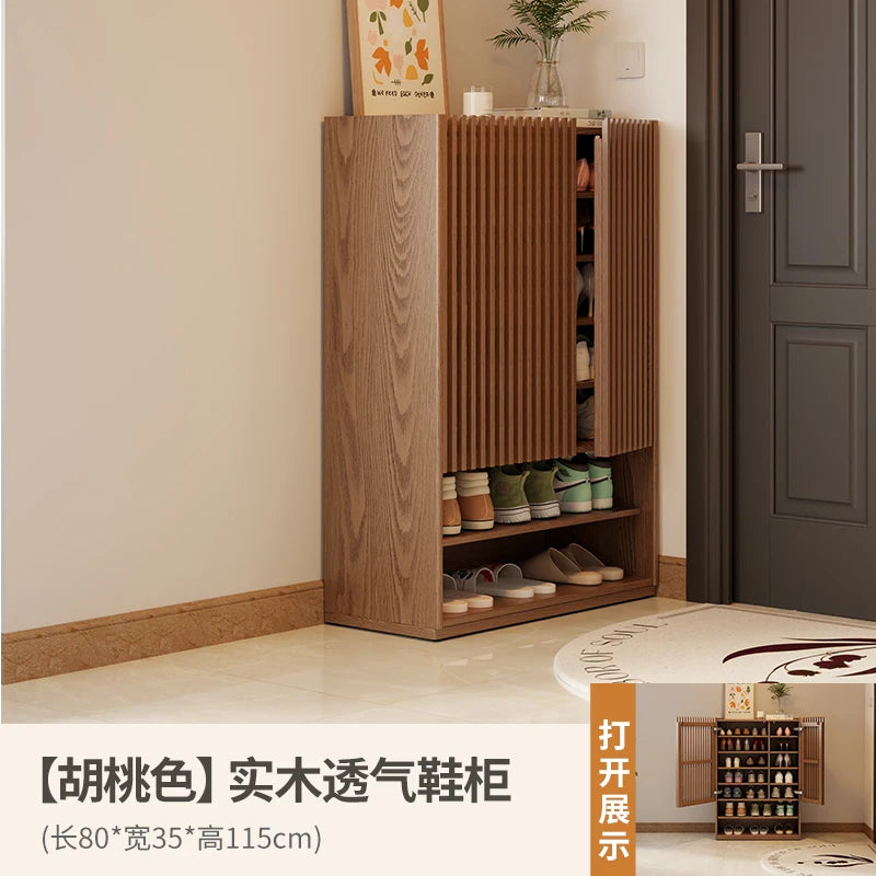 Vintage Luxury Wood Shoe Rack — Space-Saving Entryway Storage
