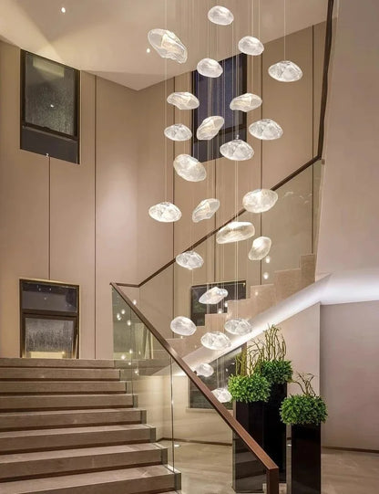 Modern Luxury LED Staircase Chandelier — Dimmable Multi-Head Pendant Light