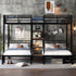 3-in-1 Triple Bunk Bed with Storage Stairs – Queen Over Twin Over Twin Metal Frame with Headboard & Shelves