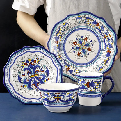 Hand-Painted Ceramic Steak Plate — Irregular Western Dinnerware