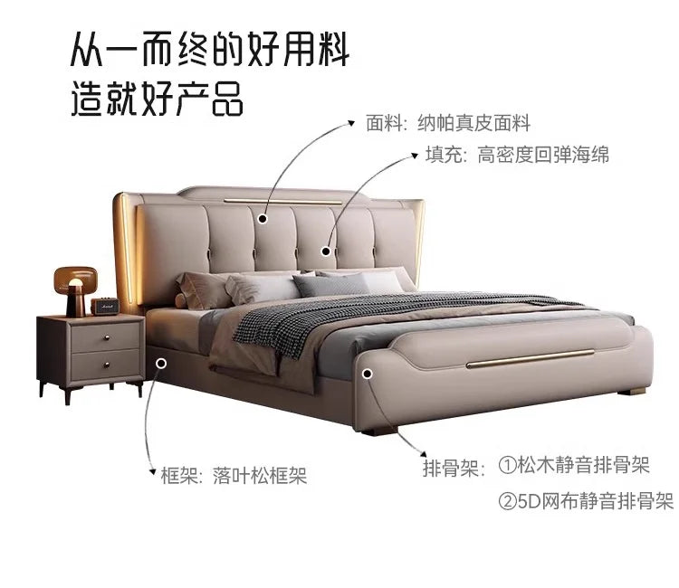French King Upholstered Bed — Double Lounge Bedroom Frame