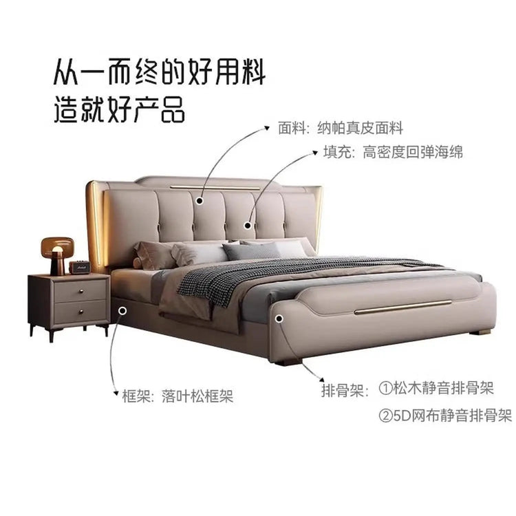 French King Upholstered Bed — Double Lounge Bedroom Frame Jonine’s Corner