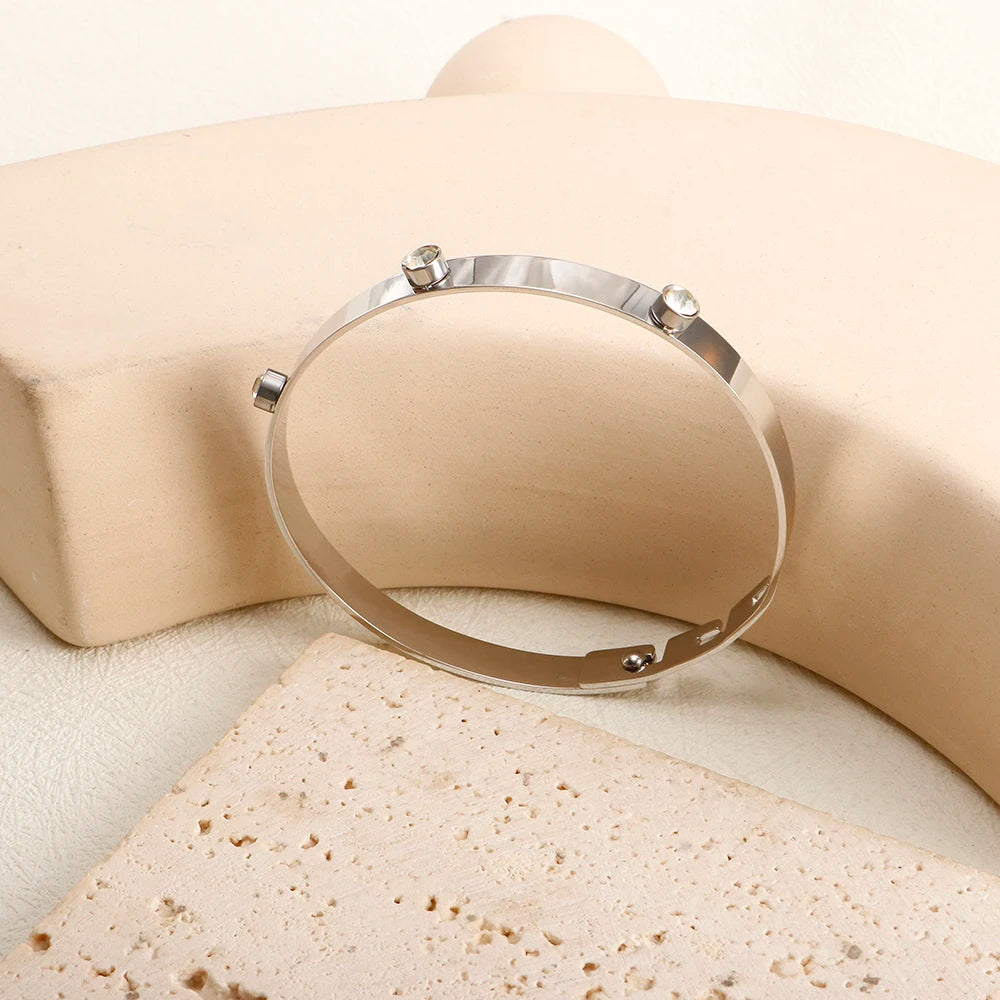Stainless Steel Crystal Cuff Bracelet Bangle