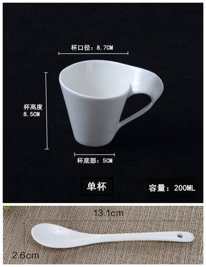 Wavy Ceramic Coffee & Espresso Cup — Modern Mug & Couple Gift