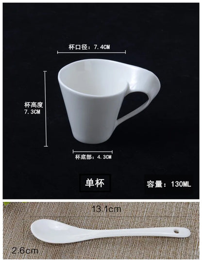 Wavy Ceramic Coffee & Espresso Cup — Modern Mug & Couple Gift