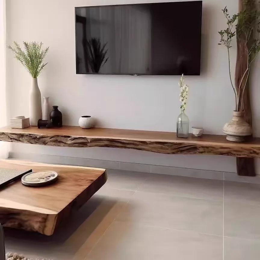 Scandinavian Floating TV Stand — Wall-Mounted Walnut Media Console