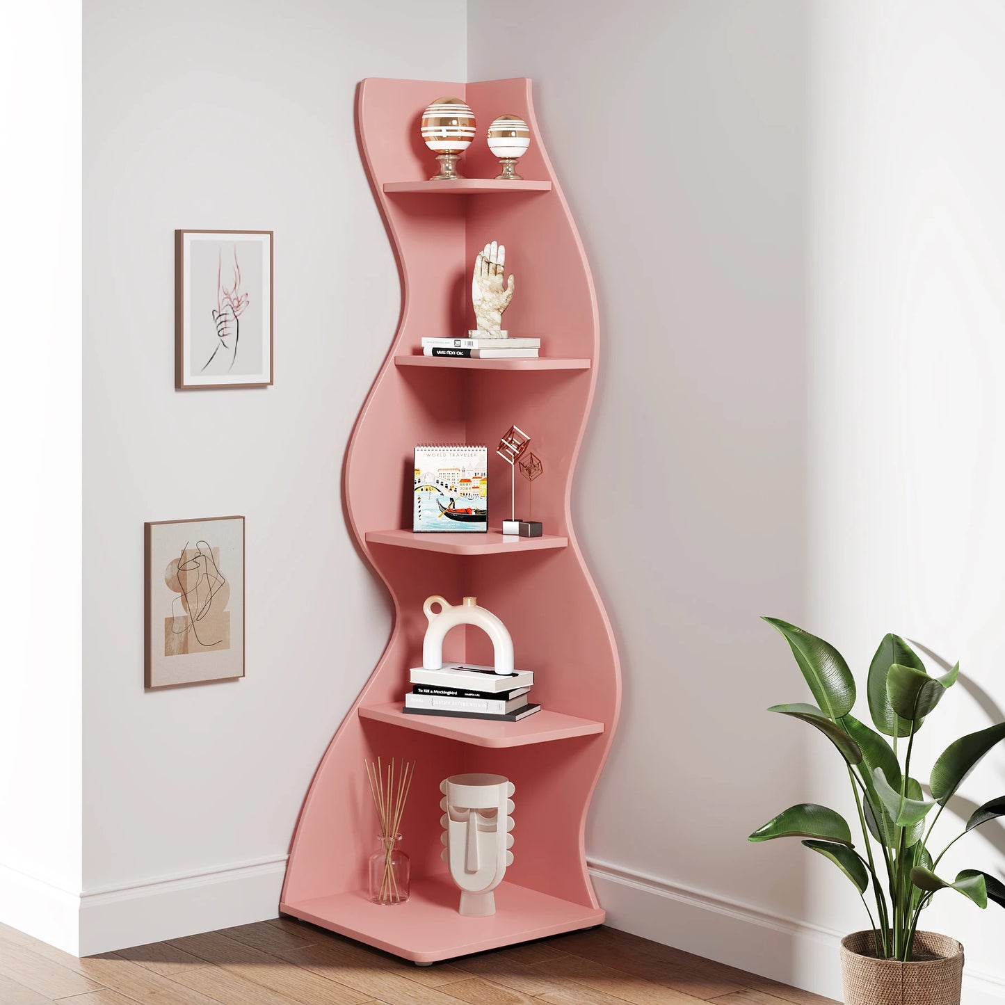 The Corner That Finally Does Something — Tribesigns 5-Tier Wall Corner Bookshelf & Plant Stand