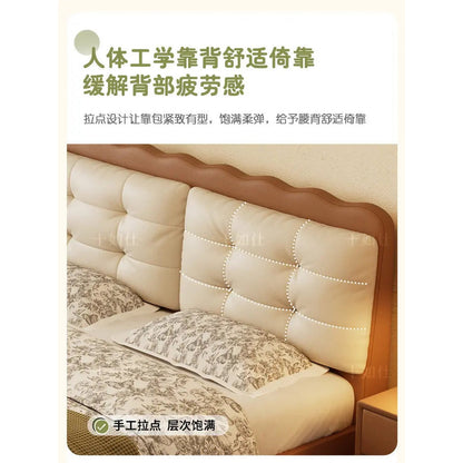 Elegant Upholstered Platform Bed — Leather Surface, Storage &amp; Padded Headboard