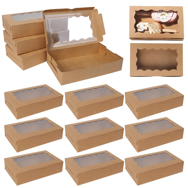 Kraft Paper Gift Boxes with Window — Set of 5, 10, or 20