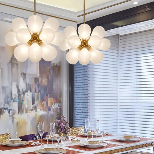 Designer Glass Bubble Chandelier — Modern Pendant Light for Bedroom & Living Room