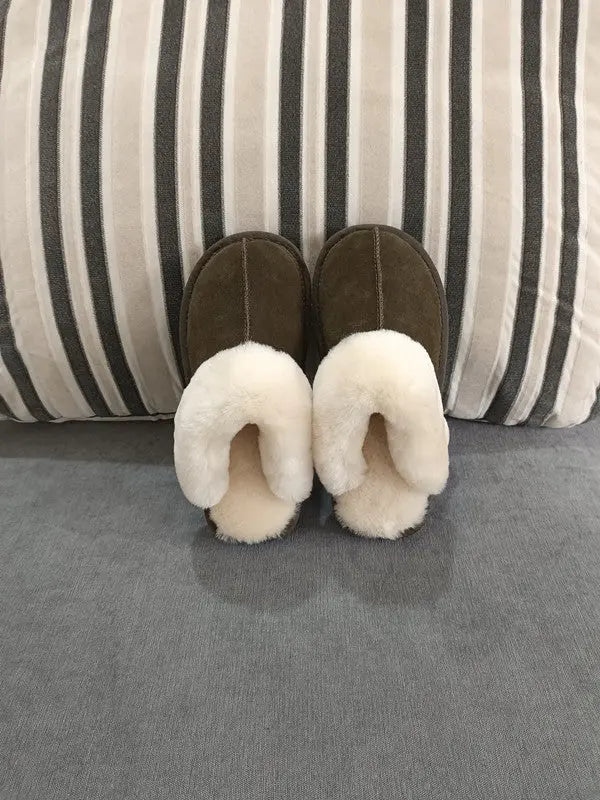 Natural shearing fur slippers Australian sheepskin and fur integrated slippers for men and women&