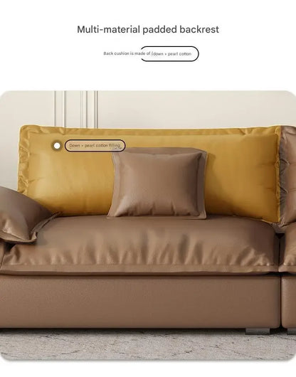 Luxury Genuine Leather Sofa — Designer Modular Living Room Seating