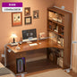 L-Shaped Corner Desk with Bookshelf — Dual Monitor & Home Office