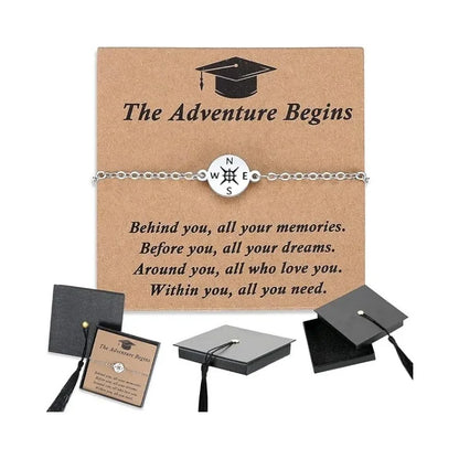 Graduation Gift Box Set — Compass, Bracelet & Keepsake Card