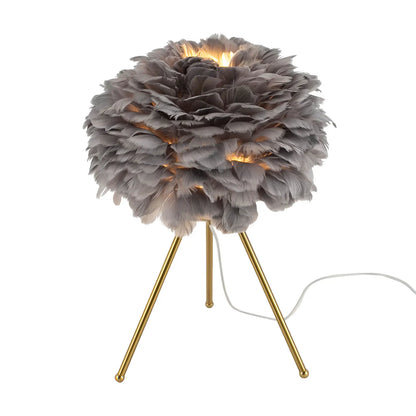 Soft Light, Strong Style — Grey Feather Tripod Desk Lamp