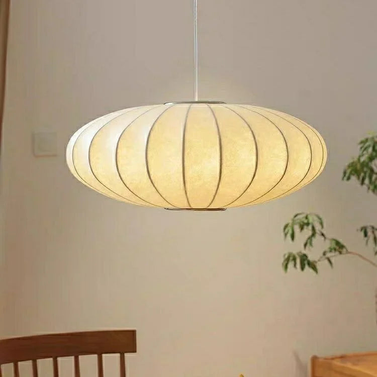 Light Like a Whisper — Wabi-Sabi Handmade Silk Pendant Lamp for Living Room & Dining