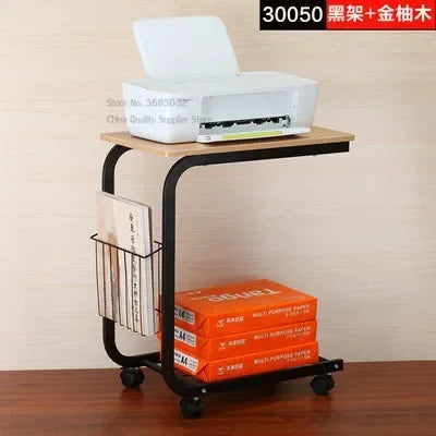 2-Tier Iron Rolling Side Table — Movable Sofa & Coffee Stand