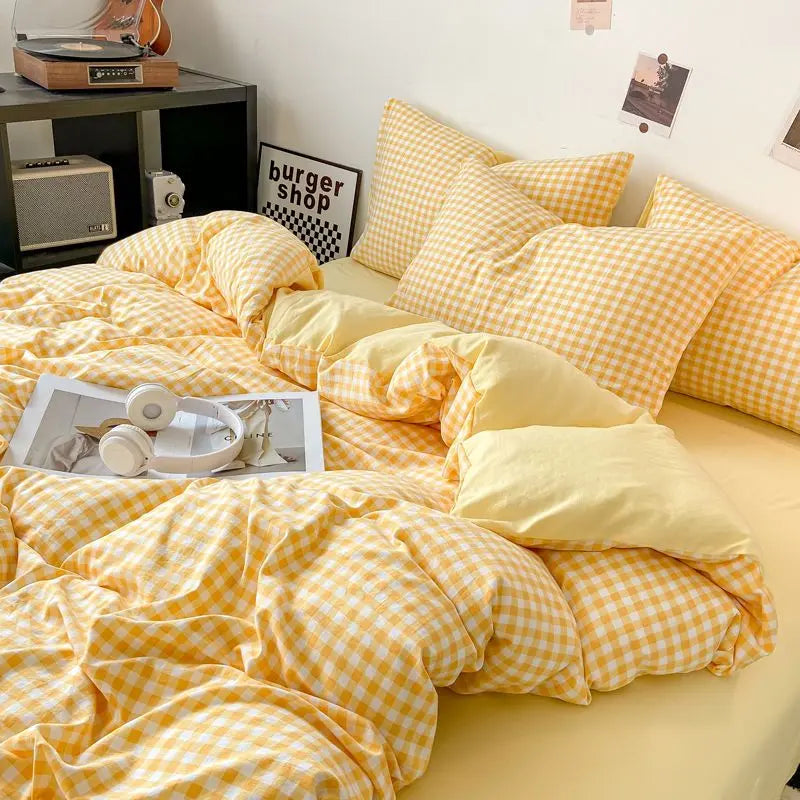 Classic Duvet Cover Set with Pillowcases Flat Sheet Nordic Style No Comforter 2025 New Bedding Kit Double Twin Size Bed Linens Jonine&