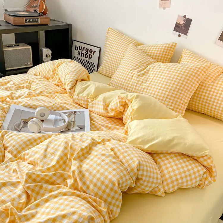 Classic Duvet Cover Set with Pillowcases Flat Sheet Nordic Style No Comforter 2025 New Bedding Kit Double Twin Size Bed Linens Jonine&