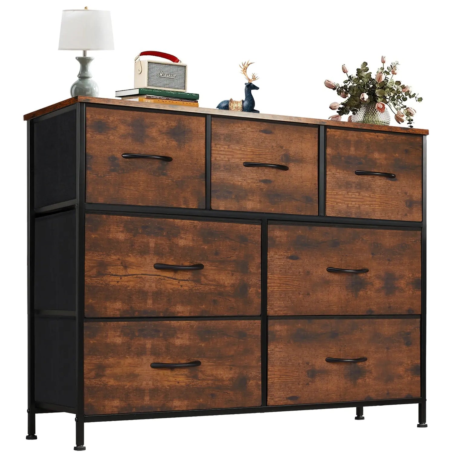 JHK Desser For Bedroom With 7 Fabric Drawers Organizer Storage Closet Chest Clothes For Living Room Display Cabinet Of Furniture Jonine&