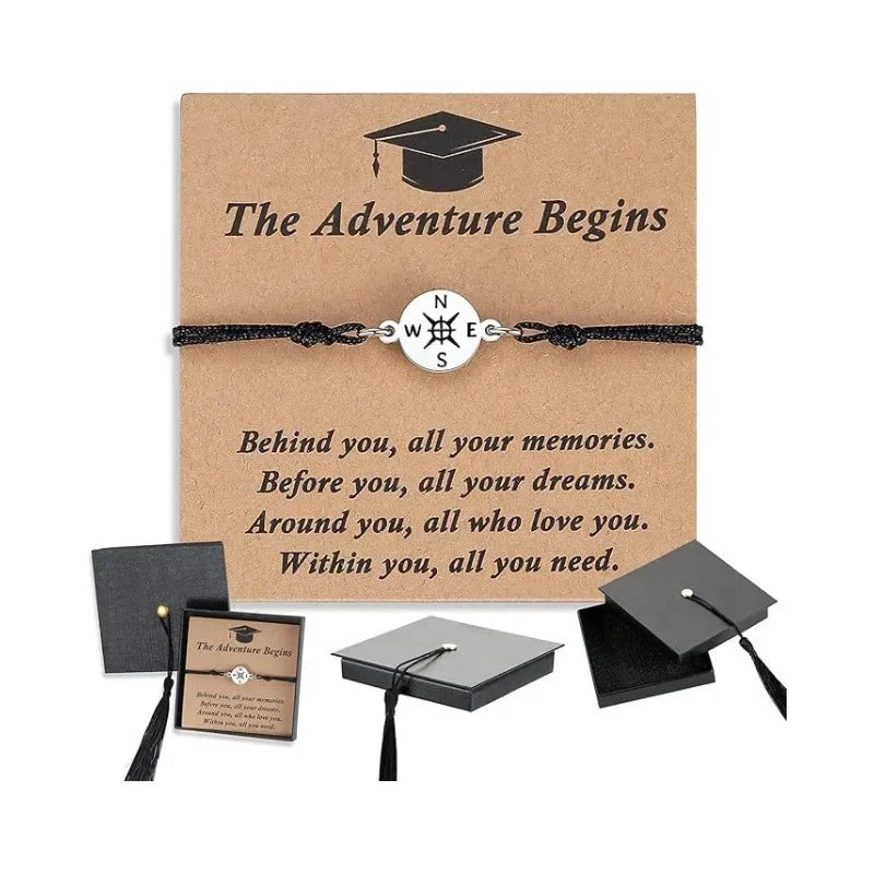 Graduation Gift Box Set — Compass, Bracelet & Keepsake Card