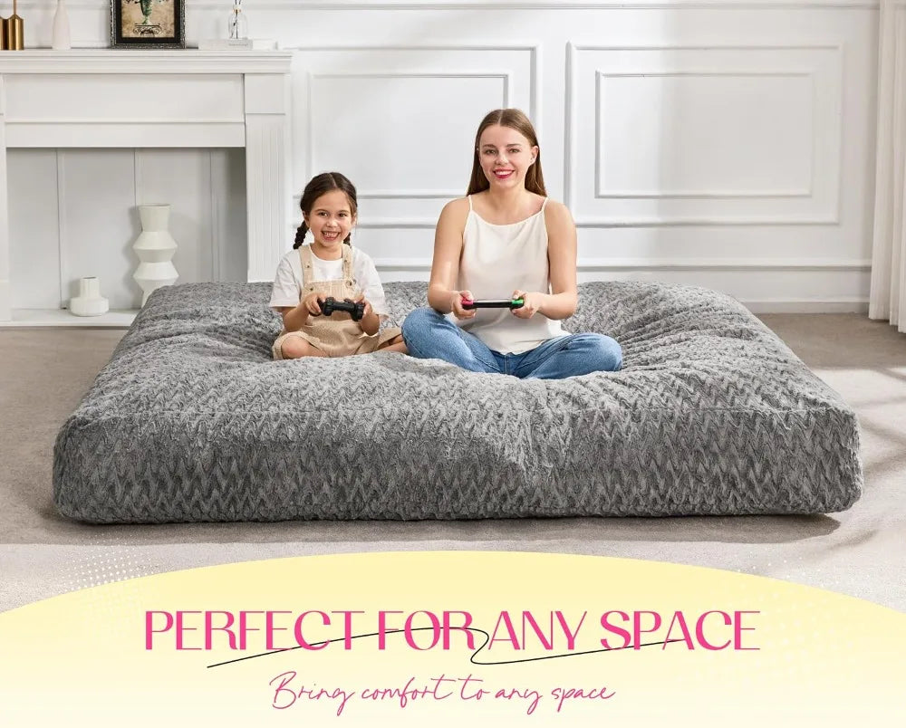 Sit, Lounge, Sleep — 3-in-1 Memory Foam Bean Bag Chair &amp; Bed