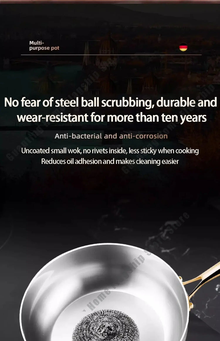 316 Stainless Steel Frying Pan Deepened Wok Non-Stick Skillets Steak Gas Stove Induction Cooker Universal Pan Kitchen Cookware Jonine&