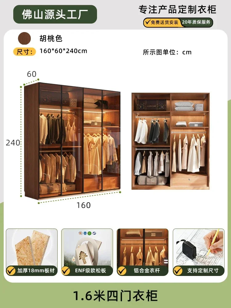 Modern Glass Wardrobe — L-Shaped Corner Closet with Luxury Storage
