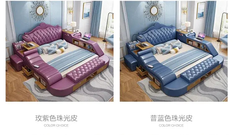 Headboard Storage Double Bed Queen Drawers King Size Smart Bed Luxury Princess Modern Letto Matrimoniale Bedroom Furniture Jonine&