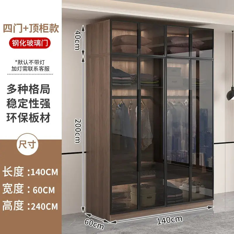 Glass light luxury corner cloakroom wardrobe Double clothes closet cabinets and wardrobes Cabinet dressing clothe home furniture Jonine&
