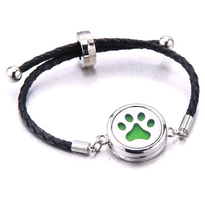 The Scent Locket — Aromatherapy Essential Oil Diffuser Bracelet in Black Leather &amp; Stainless Steel