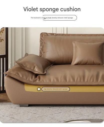 Luxury Genuine Leather Sofa — Designer Modular Living Room Seating