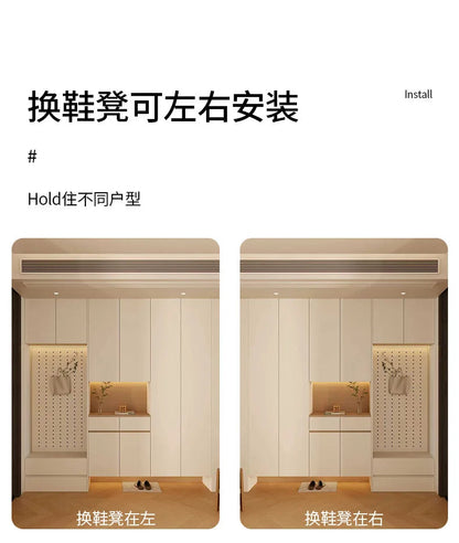 Cream wood style entry shoe cabinet modern entrance cabinet wardrobe floor-standing solid wood storage cabinet Jonine’s Corner