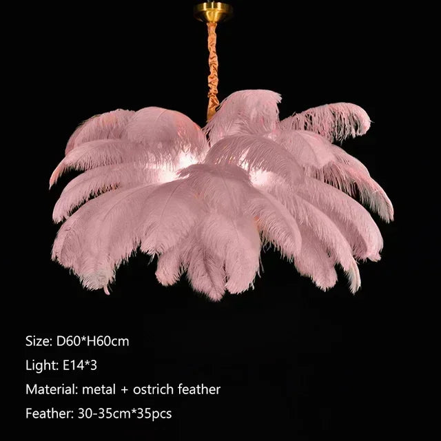 Soft Power — Nordic Ostrich Feather Chandelier for Bedroom & Living Room