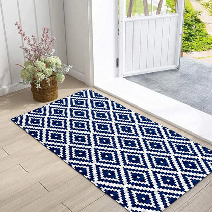 Geometric Entryway Rug — 4 Patterns, Non-Slip Flannel