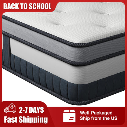 Vesgantti 12 Inch Innerspring Multilayer Hybrid Mattress with Memory Foam and Pocket Spring Mattress Medium Firm Feel