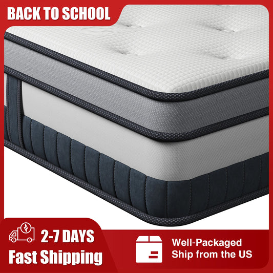 Vesgantti 12 Inch Innerspring Multilayer Hybrid Mattress with Memory Foam and Pocket Spring Mattress Medium Firm Feel