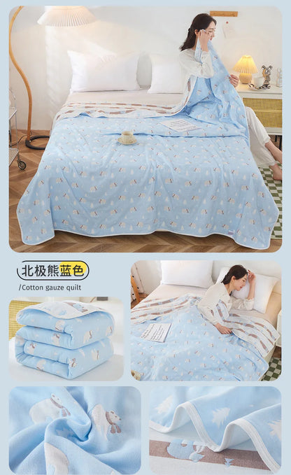 Cotton Gauze Summer Quilt — Plaid