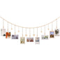 Boho Hanging Photo Display with Wooden Bead Garland — Wall Collage for Bedroom & Office