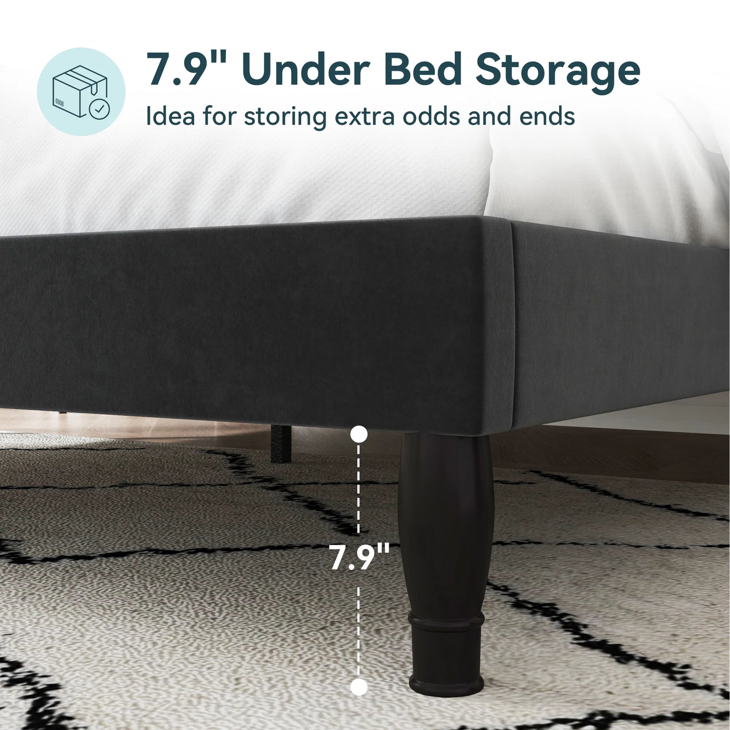 HOOMIC Full/Queen/King Size Velvet Bed Frame with Adjustable Tiara Headboard, Diamond Tufted Upholstered Platform Bed