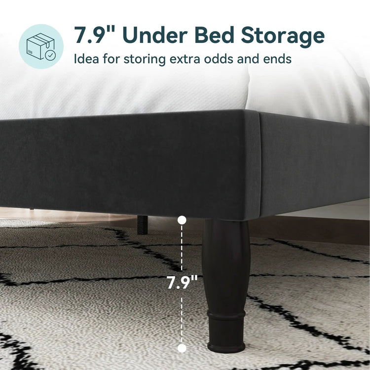 HOOMIC Velvet Tiara Bed Frame – Glamorous Queen Platform Bed