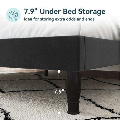 Velvet Platform Bed Frame with Adjustable Tiara Headboard — Diamond Tufted, Full/Queen/King Jonine&