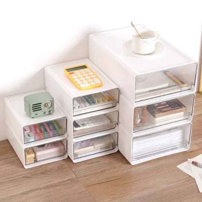 2/3pcs Office Table Clear Storage Boxes Drawer Type Office Workstation A4 File Organizer Storage Box Study Stack Storage Cabinet
