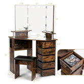 Vanity with Lights - Makeup Vanity Desk with Power Outlet, 3 Color Lighting Options Brightness Adjustable, Vanity, Customized Jonine&
