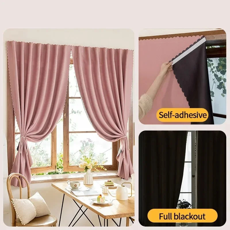 Self-Adhesive No-Drill Blackout Curtains