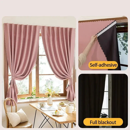 Self-Adhesive No-Drill Blackout Curtains
