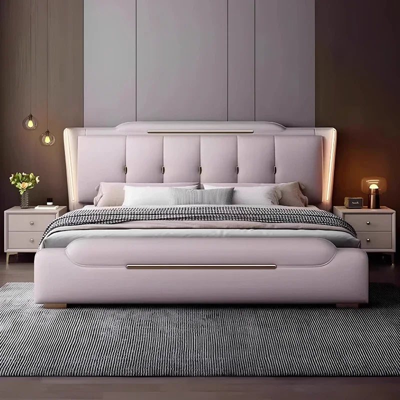 French King Upholstered Bed — Double Lounge Bedroom Frame