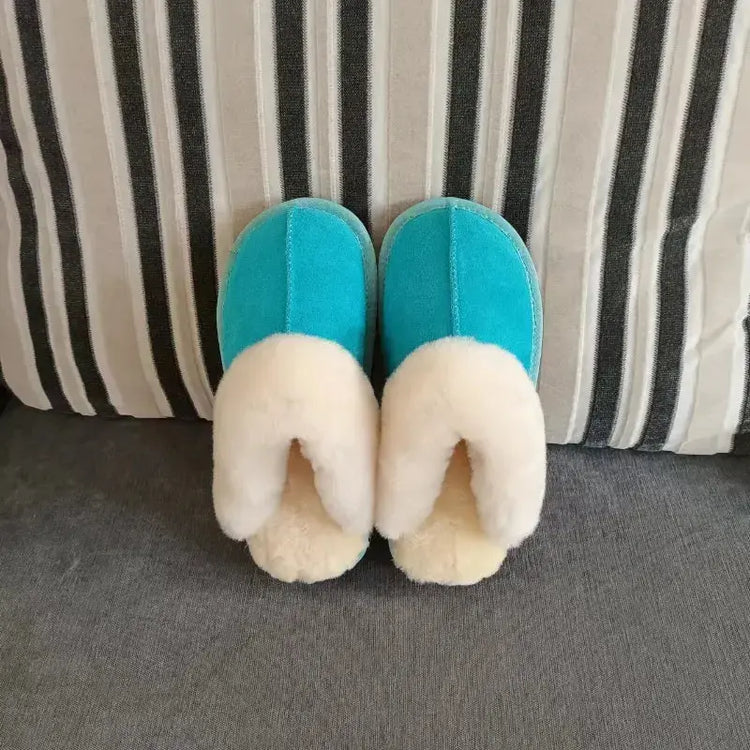 Natural shearing fur slippers Australian sheepskin and fur integrated slippers for men and women&